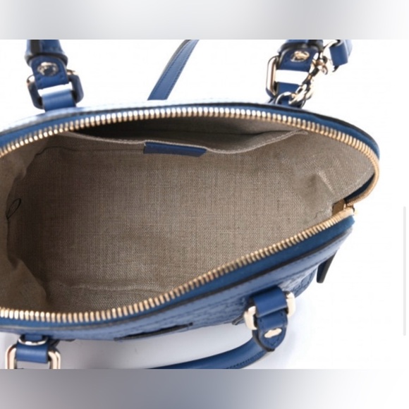 NWT Gucci Blue Leather Mini Guccissima Dome - Satchel Crossbody Shoulder Bag - Picture 7 of 11